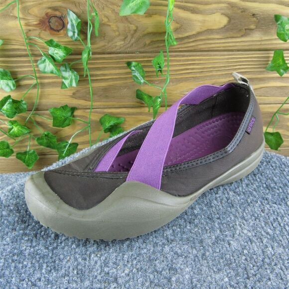 Crocs ‎ Women Mary Jane Shoes Size 8 Medium Brown Fabric Slip On - Picture 1 of 9